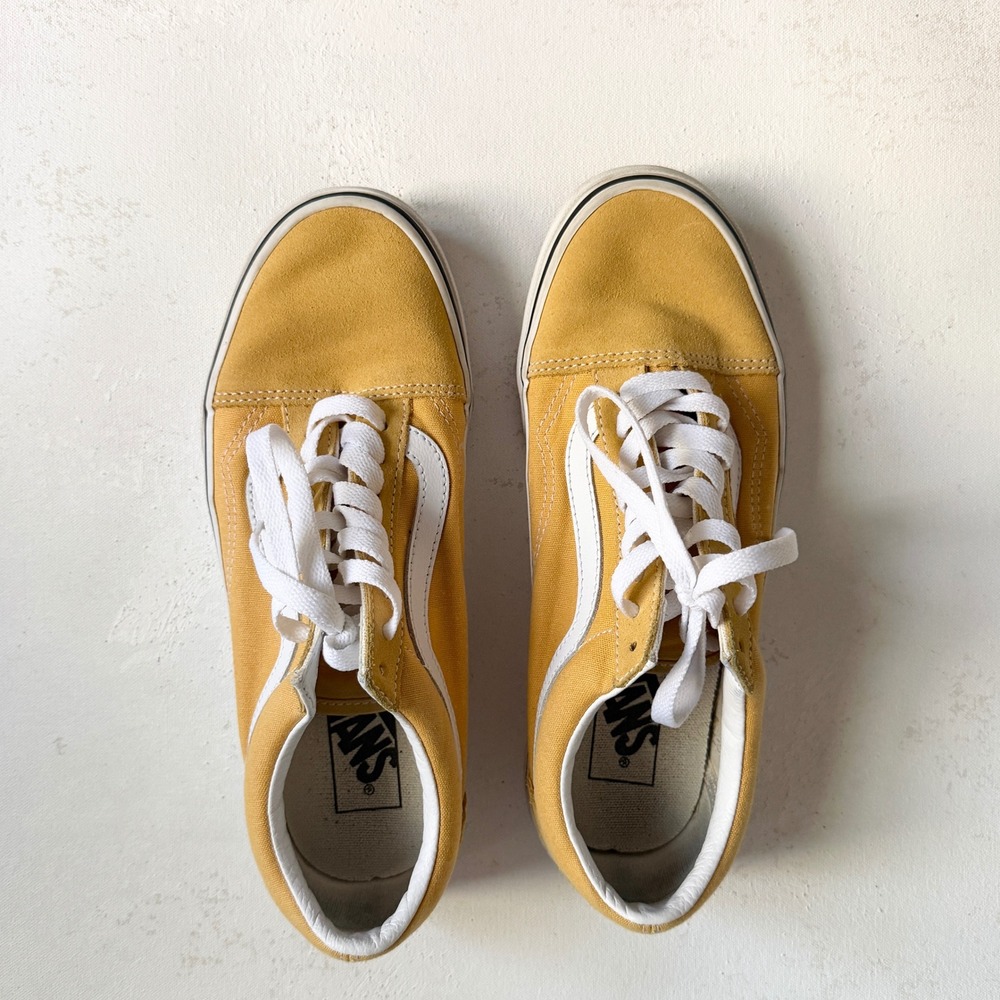Vans Old Skool Mustard Yellow Suede Canvas Sneakers Mens 6.5 Womens 8.0